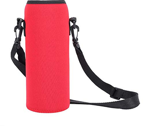 Wasserflaschenträger, Outdoor 1000ml Wasserflasche Isolierte Abdeckung Neopren-Tragetasche Beutel mit Gurt für den Sport(Rot)
