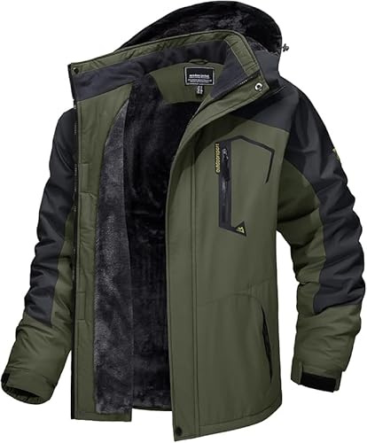 MAGCOMSEN Manteau Ski Homme Veste Imperméable en Polaire Coupe-Vent Chaude Avec Multi-Poches et Capuche Détachable
