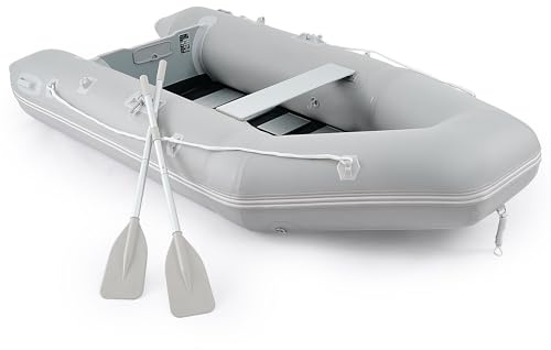 CO-Z 10ft Inflatable Dinghy Boat for 4 Adults, 990lb Capacity Heavy-Duty PVC Raft with Aluminum Floor & Oars, Motor Mount, Kayak-Style Tender for Fishing, Rescue & Water Sports