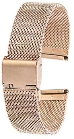 ZXF Uhrenarmband 12mm / 14mm / 16mm / 18mm / 20mm / 22mm / 24mm Edelstahl-Uhrenarmband gerade Ende Armband Mesh-Buckle-Uhrenarmband ##111 (Color : Rose Gold, Size : 12mm)