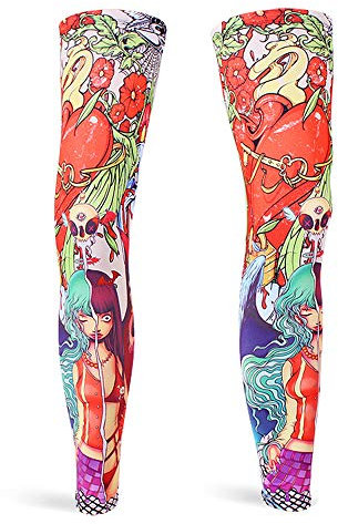 DETUCK Leg Warmers Radsport Beinlinge, Beinärmel UV-Schutz UPF50+, Eis Seide, Kühlung, Beinwärmer für Herren Damen (ein Paar) (L, Gebrochenes Herz)