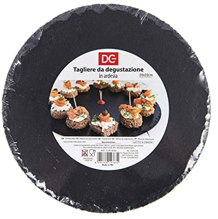 DC casa Planche à découper Ardesia ronde d.20 x 50 cm Assiette plate ronde Ardoise Noir pierre naturelle à Sushi restaurant cuisine Plateau à découper