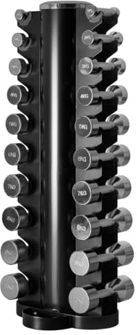 Kurzhantel-Turm-Set mit 10 Paar Chrom Hanteln, 1-10kg, LxBxH 51x51x123 cm