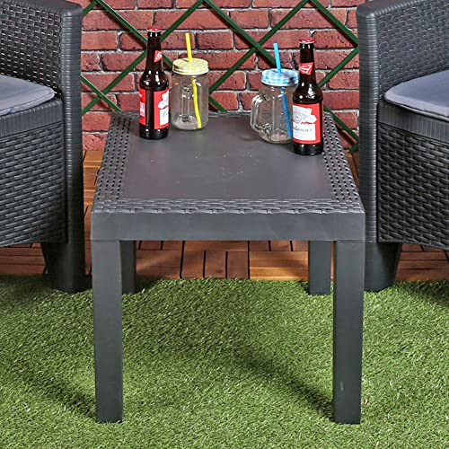 Rattan-Optik Kunststoff Garten Coffee Beistelltisch Outdoor Terrasse Möbel (Anthrazit)
