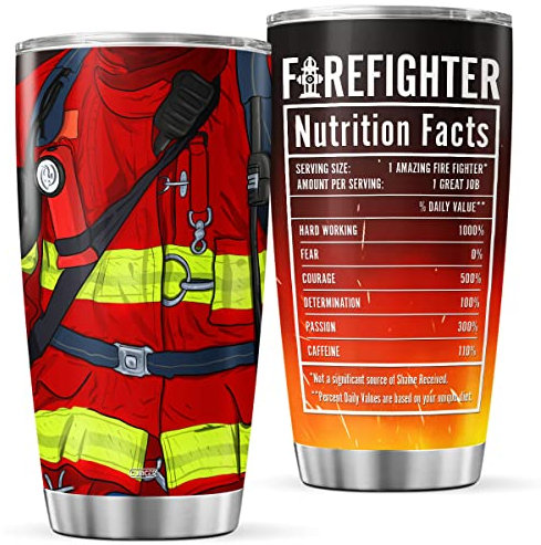 CUBICER Bicchiere da caffè pompiere tazze grandi da 20 once tazze a doppia parete tazza in acciaio inossidabile regali per papà marito fidanzato uomini adulti in pensione