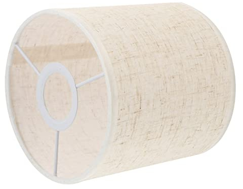 OSALADI Lampenschirm Stehlampe E27 Leinengewebe Lampenschirm Drum 15x15cm Reisweiß Tisch FüR Schlafzimmer Wohnzimmer