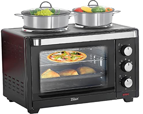 Zilan Mini Forno 28 litri | Forno 3 in 1 | Forno per pizza | Riscaldatore superiore/inferiore | Rosticceria | Timer 60 min | 3200 W
