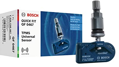 Bosch F026C00467 - QF0467 - Programmierbarer Quick FIT RDKS-Sensor - TPMS Reifendrucksensor mit anthrazitfarbenem Metallventil - 433,92 MHz