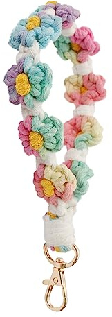 AOKSUNOVA Schlüsselanhänger Band Makramee Schlüsselband Kurz | Baumwollschnur, Gesamtlänge ca. 18 cm, für Schlüssel, Taschen und den Alltag