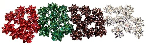 CaPiSo 40X Große Ziehschleife 5cm Metallic Selbstklebend Fertigschleife ohne basteln Pull Bow Zugband Polyband Dekoschleife Geschenkschleife (Rot+Grün+Braun+Silber)