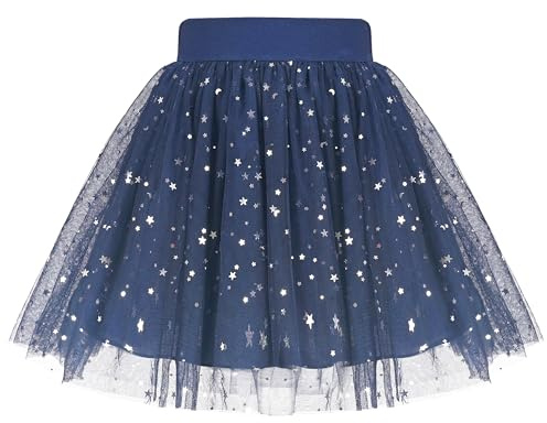 Sunny Fashion Filles Jupe Bleu Marin Lune Étoile Taille Haute Pétillant Tutu Danse Tulle 9-10 Ans
