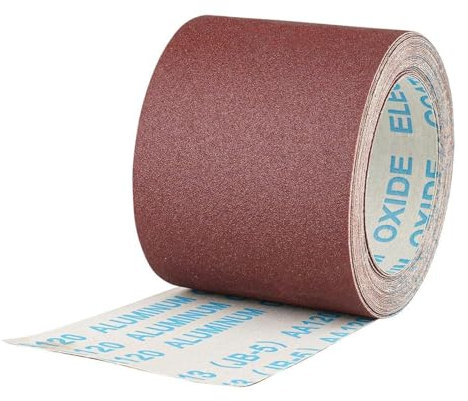 Rollo de papel de lija 7,6 cm x 10 m, grano 120, con caja, 75 mm x 10 m, papel de lija de óxido de aluminio para trabajar metales, pulir y lijar