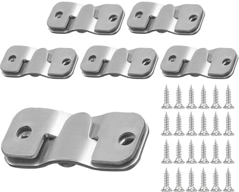 Lot de 12 supports de fixation encastrés pour tête de lit et miroir mural en acier inoxydable avec boucle de suspension pour photo