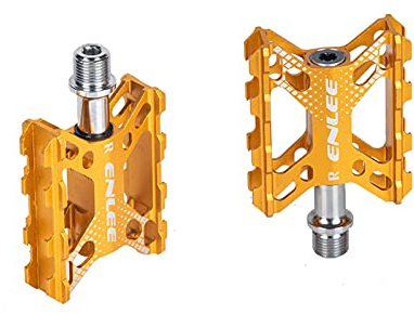 Fahrradpedale,Pedale Fahrrad Fahrradpedale Aluminiumlegierung Ultraleichthaltiges Lagerpedal zum Faltenbike Mountainbike (Color : Golden)