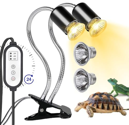 Sköldpadda värmelampa, 25 W 50 W UVA/UVB Earth Turtle Lampa med 2 sneakerspot-glödlampor, sköldpadda terrarium värmelampa, reptilvärmelampa för reptiler, amfibier, 360° lämplig