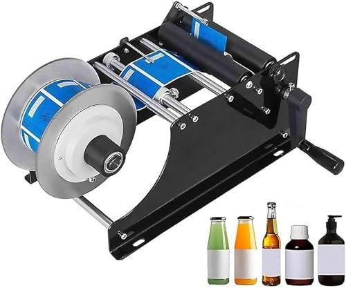 CASEGO Manuelle Rundflaschen-Etikettiermaschine, Etikettenapplikator-Etikettierer, Etikettenverpackungsdrucker mit Griff, Verstellbarer Etikettenspender