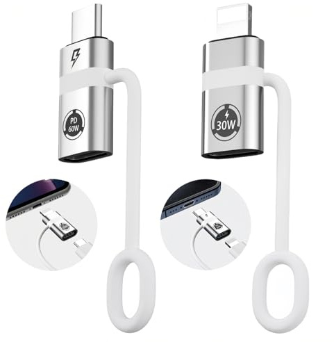 HALOULENI Paquete de 2 adaptadores Lightning a USB C + adaptador USB C a Lightning, adaptador Lightning hembra a USB C macho, adaptador USB C hembra a Lightning macho, carga rápida para teléfono Pad