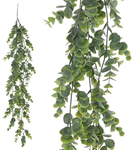 Murago - Künstliche Eukalyptus Hängepflanze ca.75cm - hängend Outdoor Pflanzen Girlande Farn Kunstpflanze Grün Tisch Garten Deko künstliche Kletterpflanze Farn Grünpflanzen Kunststoff