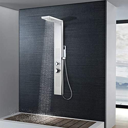 ShGaxin Duschpaneel-System, Duschset, Regendusche, Dusche Komplett, Dusche Regendusche Set, Regendusche, Duschsystem, Edelstahl Stahl Viereckig