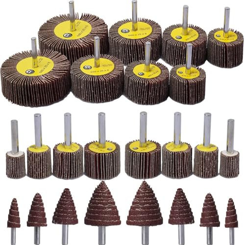 Abrasive Flap Wheel Sander,24 Pack 80 Grit 1/4 Shank Diameter Cone Shape Abrasive Sandpaper Flap Sanding Wheel, for Remove Rust/Weld Burr/Grinding