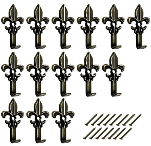 Ganci Per Quadri, Set Da 15 Oro, Appendino Forma Giglio Fiorentino, gancio Da 3 Cm, Chiodi Da 10 Mm