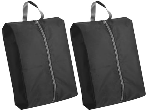 Set di 2 Sacchetti per Scarpe - Borsa Porta Scarpe Impermeabile - Porta Scarpe da Viaggio per Valigia, Vacanze, Palestra e Casa (Nero)