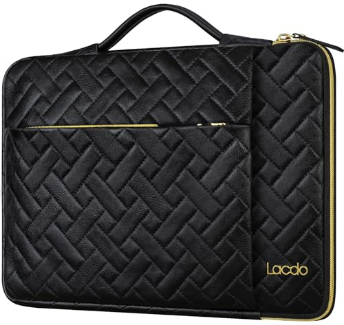 Lacdo 360° Protective 16 Inch Laptop Sleeve Case for 16 Inch HP ASUS Acer Dell Laptop/HP Pavilion Envy/ThinkPad IdeaPad/Acer Swift/ASUS Vivobook/Dell Computer Bag, Elegant Black
