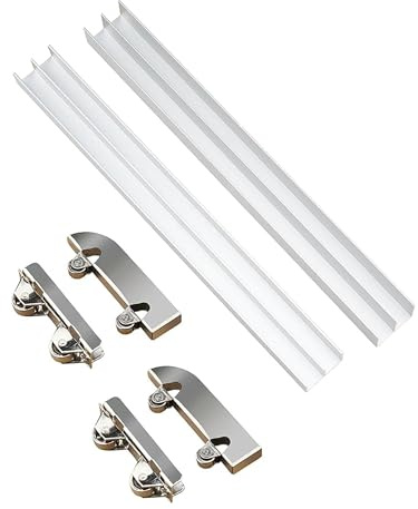 Aluminum Alloy Track Wheel Accessories, Thickened 5mm Glass Sliding Door Double Track Display Cabinet Slide, Fits Display Cabinets, Wardrobes(L100cm/39.4in)