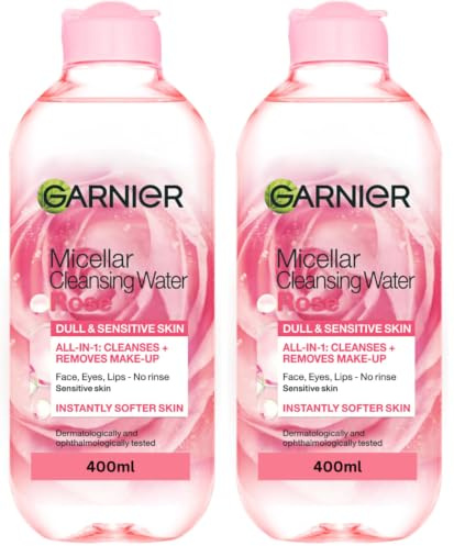 Garnier Micellar Vitamin C Cleansing Water, Gentle face Cleanser & Makeup Remover, Hypoallergenic. Suitable For Dull And Uneven Skin, Brightening Formula, Dermatologically Tested, 400ml (Pack of 2)