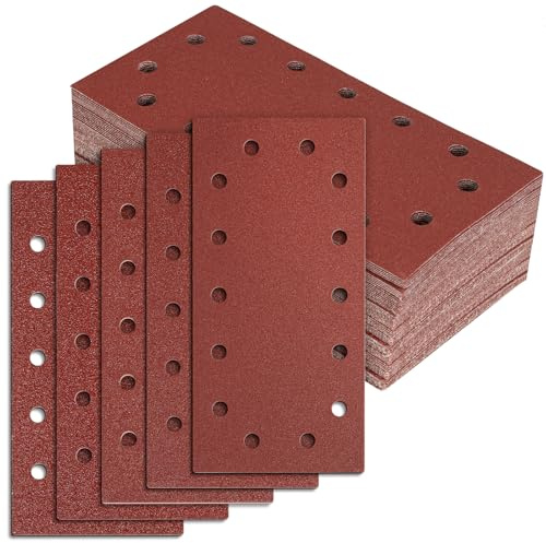 BIGP Schleifpapier Set 50 Stück (230x115 mm) - Klett-Schleifblätter für Schwingschleifer mit 14-Loch-Bohrung - Körnung K40/K60/K80/K120/K240 (je 10 Blatt)