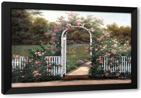 ArtDirect Rose Trellis Custom Framed Art Print Giclee Print or Canvas Options with Various Sizes and Customization by Romanello, Diane