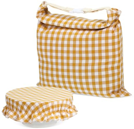 TOPBATHY 1 Set Reusable Beeswax Bread Bag Set Unbleached Linen Food Storage Pouch with Proofing Cover for Homemade Sourdough Kitchen Accessory