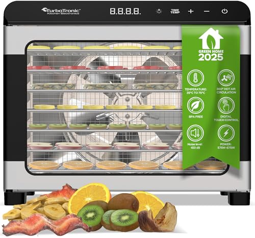 TurboTronic Dörrgerät Food Dehydrator 50 Liter - 35°C bis 75°C - komplett aus Metall 7 Etagen Obst Gemüse Fleisch Pilze Früchtetrockner Dörrapparat Dörrer Dörrautomat Edelstahl
