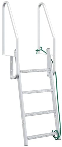 vidaXL 4-stegs bryggstege Silver 58 x 77 x 166 cm Aluminium, Trädgård och terrass, modern aluminiumbrygga, hållbar marina, lättanvänd flip-up säkerhet för vattenfarkoster