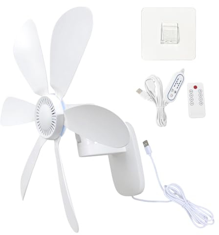 Kelisdi Ventilador USB de pared con temporizador de 8 horas y 4 velocidades para dormitorio, oficina, garaje, diseño silencioso que ahorra espacio, ángulo ajustable, ventilador montado en la pared