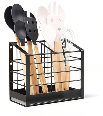 Fhlprte Küchenutensilienhalter, Besteckkorb, Abtropfgestell für Essstäbchen, 8.3*4.3*7 in,Bauernhaus-Kochutensilienaufbewahrung,für Küchenarbeitsplatte,Tisch. (2 Fächer)