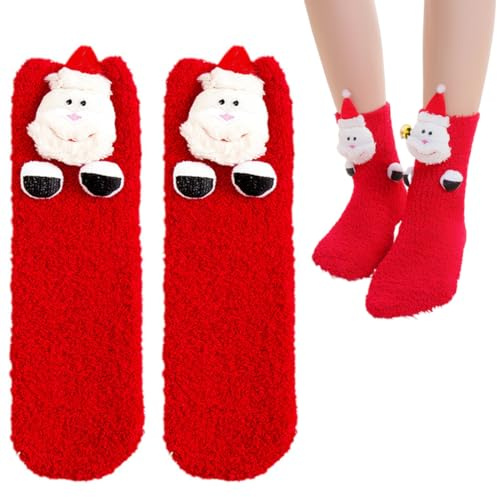 GONZTEL 1 Par de Calcetines térmicos antideslizantes - Divertidos y originales de regalo - Calcetines navideños para mujer, regalos originales de navidad para mujer