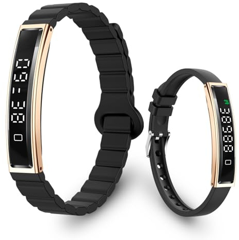 Lightweight Smart Bracelet for Women Men, Step Tracker Watch Wristband With 24/7 Heart Rate Sleep Monitor, 12 Sport Modes Fitness Trackers, Waterproof Health Band Fits Android IOS (Black+Black)