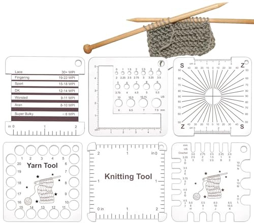 Knitting Gauge - 6pcs Yarn Tool, Multifunctional Yarn Measuring Tool | Crochet Gauge For Knitting Lovers Spinners Crochet Accessories Acrylic Clear Scales Needle Ruler Alignment Gift