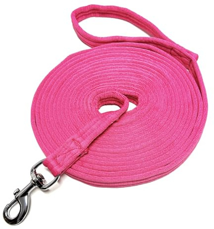 JA Horse JA4012 Lunging Lead Horse Lunge for Equestrian Sports - Extra Soft 8 m Nylon with Hand Loop & Carabiner Non-Slip Includes Bag (Pink)