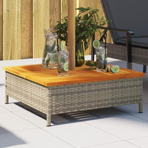 Nqyjm Déguisement pour pied de parasol - Gris - 70 x 70 x 25 cm - Acacia - Pour balcon, terrasse et jardin