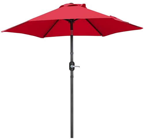 Yaheetech Parasol de Jardin 230/270/300 cm, Pliable, avec Toile Inclinable, Protection UV, Manivelle, 6 Baleines, pour Plage Terrasse Patio Piscine