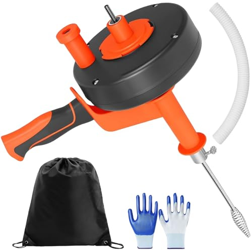 Coclee di drenaggio 10 m, Pulitore di Scarico Drenaggio Sturatubi Manuale/Elettrico, strumento riutilizzabile per sbloccare gli scarichi, adatto per la pulizia degli scarichi di cucine e bagni
