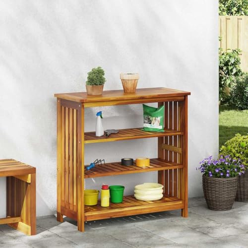Generisch Garten-Schrank mit Regal Natur 90 x 40 x 90cm Massivholz Akazie,Möbel,Schränke-42001363