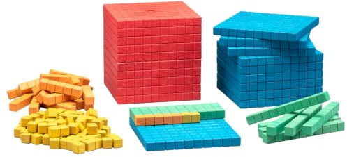 WISSNER® Dienes Grundset 141 Teile – farbiges RE-Wood Rechenmaterial, nachhaltig, schadstofffrei, TÜV-geprüft, für Grundschule & Mathematikunterricht