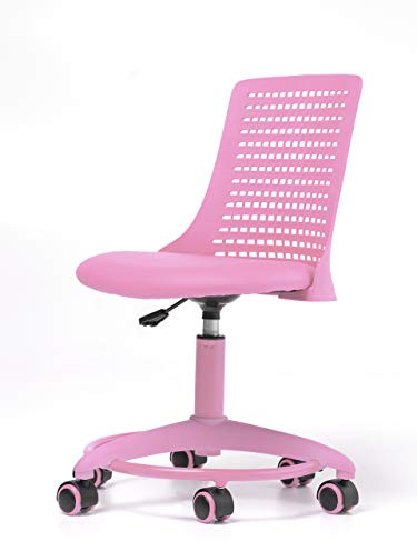 OFFICE FACTOR Kids Desk Chair Adjustable Height School/Home Children 4-12 Swivel with Anti-Scratch Wheels Breathable Back Chair for Kids Holds up to 175 Lbs – Color Pink