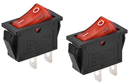 sourcing map SPST Boat Rocker Switch Red Toggle Switch for Boat Marine 2pins ON/Off AC 250V/16A 2pcs