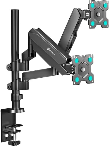 ONKRON Monitorfäste 2 Skärmar för 13-32 Tum upp till 8 kg, Dubbel Monitorfäste Gastryckfjäder 75x75-100x100 VESA Dubbel Monitorarm Svängbar, Tiltbar, Rotera Svart G140