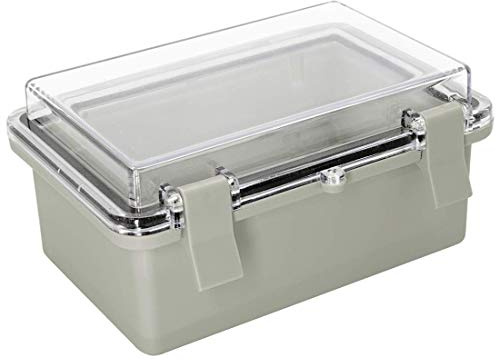 Abzweigdose IP65, staubdicht, ABS-Kunststoff, wasserdicht, Universal-Elektro-Projekt-Gehäuse, grau, mit transparentem Deckel für PC, transparent, 5,9 x 3,9 x 2,8 Zoll (150 x 100 x 70 mm)