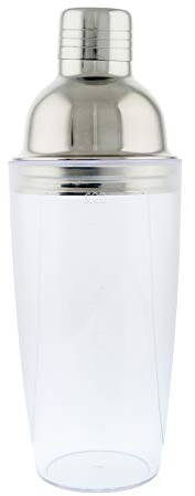 Koala Spain Coctelera Plástico 600 ml con Marcas de Medidas, Tapa de Acero Inoxidable con Colador